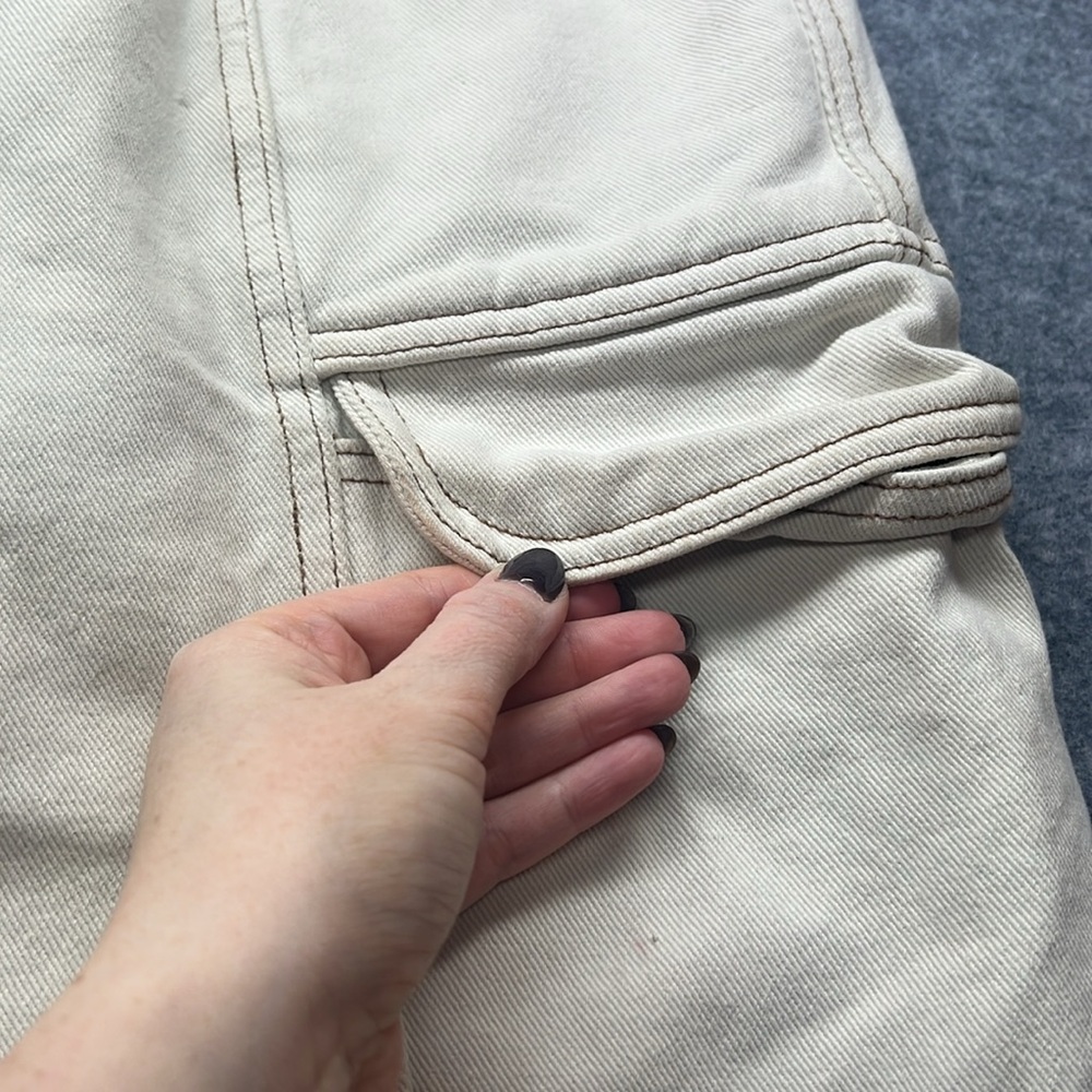 Pacsun Bone Cream Utility Cargo Pants Trousers Straight Leg Pull On - Picture 3 of 8